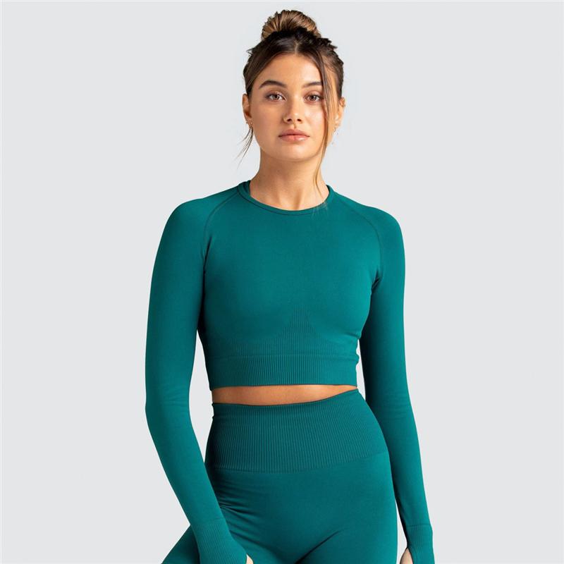 Two Piece Suit For Gym Fitness Long Sleeve Crop Top Leggings Sport Tracksuit Women Gym Clothing Ensemble Jogging Femme