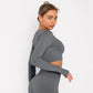 Solid Seamless Gym Shirts for Women Vital Seamless Long Sleeve Crop Top Thumb Hole Fitted Gym Top Shirts Workout Running clothes
