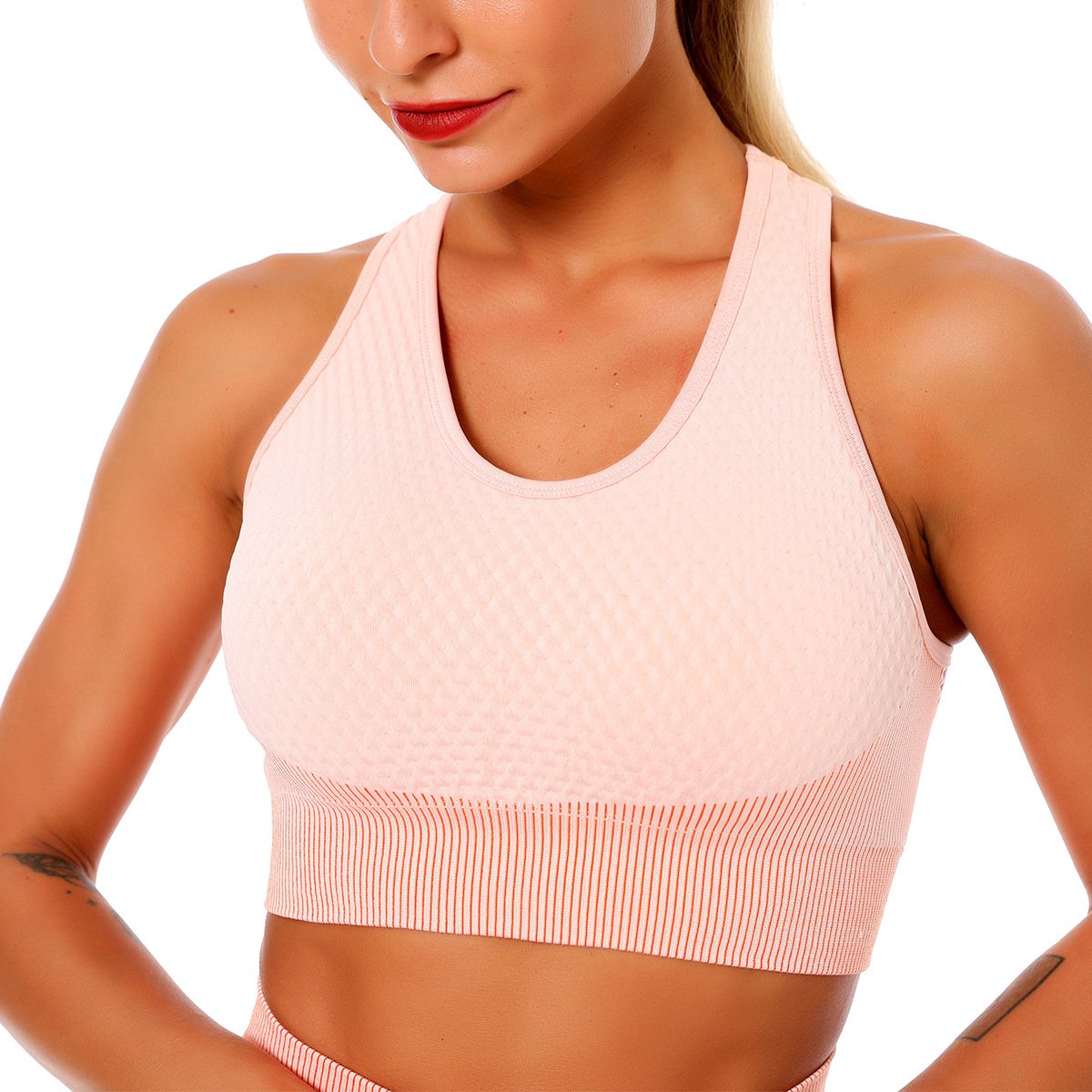 Women Seamless Sports Underwear Vest Cross Back  Straps Woman Outdoor Running Cycling Sports Bra Gym Fitness Vest Top