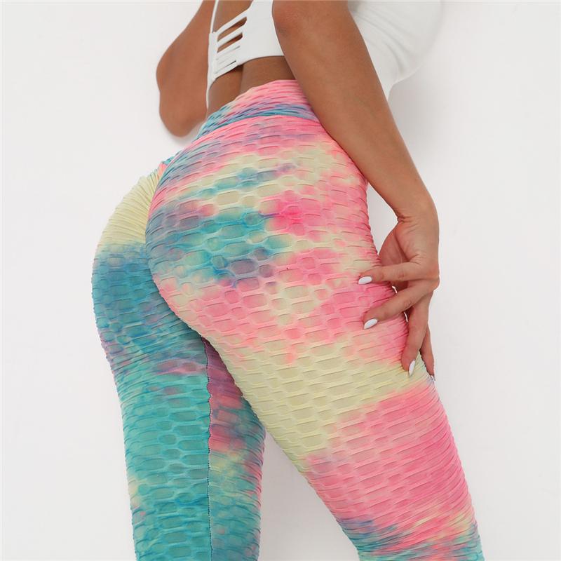 Newst Style Women High Waist Gyms Leggings Push Up Hip Fitness Pants Color Tie-dye Fashion Sport Leggings Anti Cellulite Legging