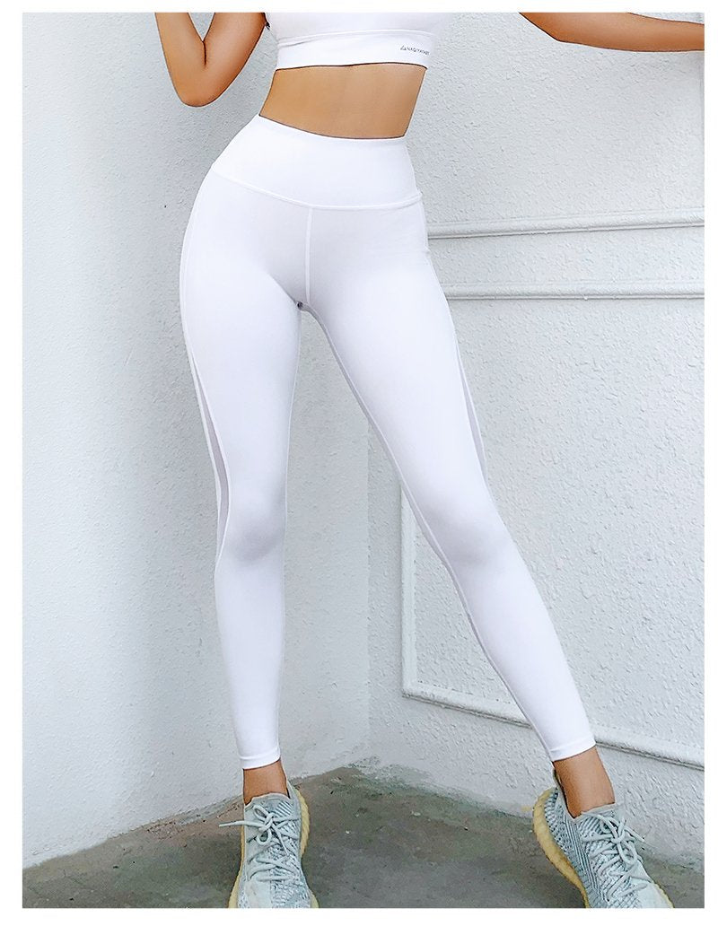 Women Fitness Leggings Mesh Hollow Out Sports Pants High Waist Gym Leggings Female Outdoor Running Sweatpants Squat Pants