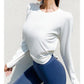Spring Loose Round Neck Long-Sleeve Sports Shirt Women&#39;s Sweat-Absorbent Quick-Drying Knitted Running Fitness Top Casual t-Shirt
