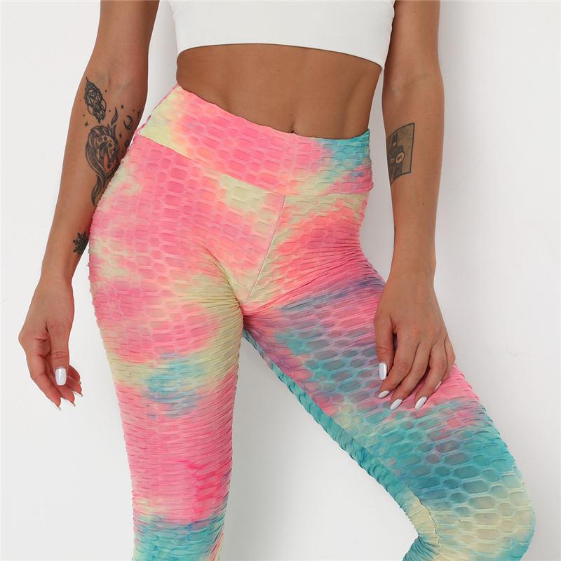 Newst Style Women High Waist Gyms Leggings Push Up Hip Fitness Pants Color Tie-dye Fashion Sport Leggings Anti Cellulite Legging