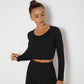 Women Shirts Seamless Quick Dry Gym Tights Shirts Long Sleeve Crop Tops Sports Fitness Wear Power Stretch Compress Gym Sportswea
