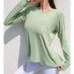Spring Loose Round Neck Long-Sleeve Sports Shirt Women&#39;s Sweat-Absorbent Quick-Drying Knitted Running Fitness Top Casual t-Shirt