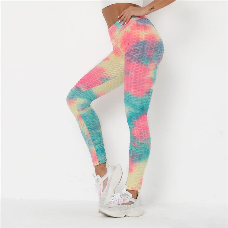 Newst Style Women High Waist Gyms Leggings Push Up Hip Fitness Pants Color Tie-dye Fashion Sport Leggings Anti Cellulite Legging