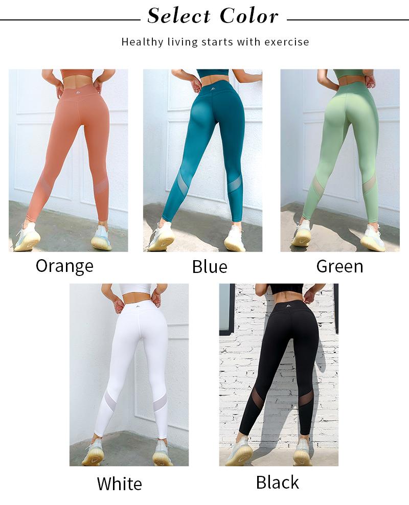 Women Fitness Leggings Mesh Hollow Out Sports Pants High Waist Gym Leggings Female Outdoor Running Sweatpants Squat Pants