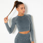 Women Gym T-shirt Seamless Quick Dry Tracksuit Long Sleeve Crop Tops Shirt Fitness Sports Tight Push Gym Workout Shirts And Vest