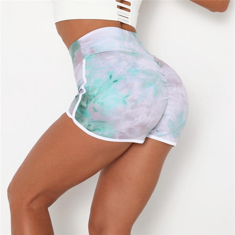 Running Shorts Stretch Gradient Sports Women Tie-Dye Gym Sports Short Pants Fitness Leggings Women Training High Waist Shorts