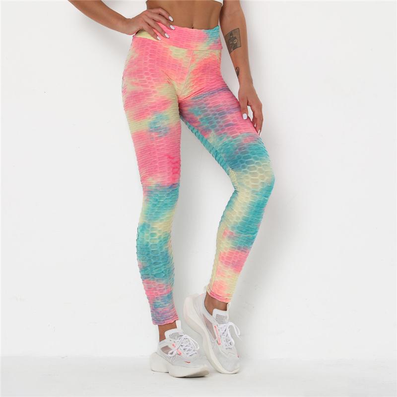 Newst Style Women High Waist Gyms Leggings Push Up Hip Fitness Pants Color Tie-dye Fashion Sport Leggings Anti Cellulite Legging