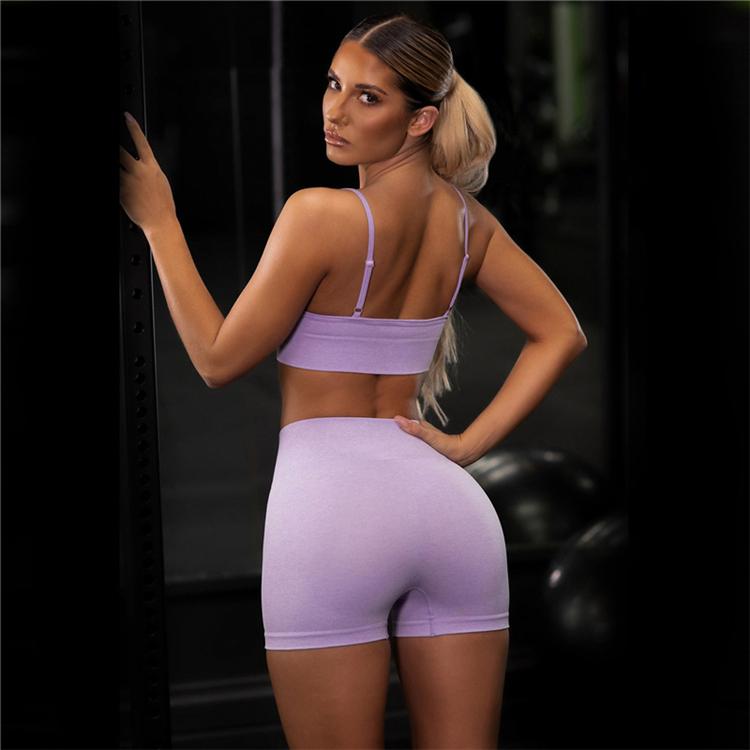 Women Sexy Seamless Shorts   Sports Bra Fitness Suit Gathering Gym Bra Quick-drying Breathable Sports Shorts Women&#39;s Short Set