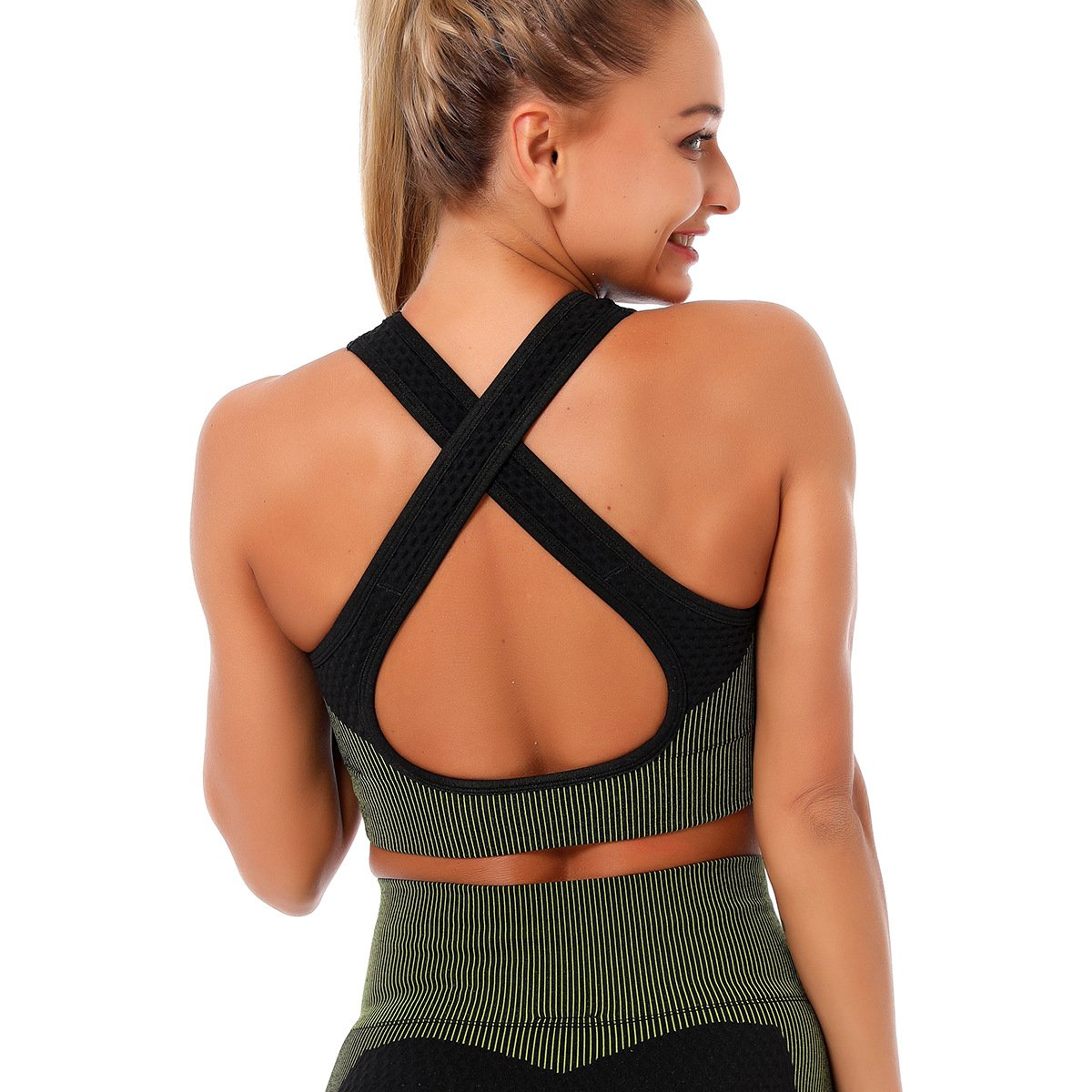 Women Seamless Sports Underwear Vest Cross Back  Straps Woman Outdoor Running Cycling Sports Bra Gym Fitness Vest Top