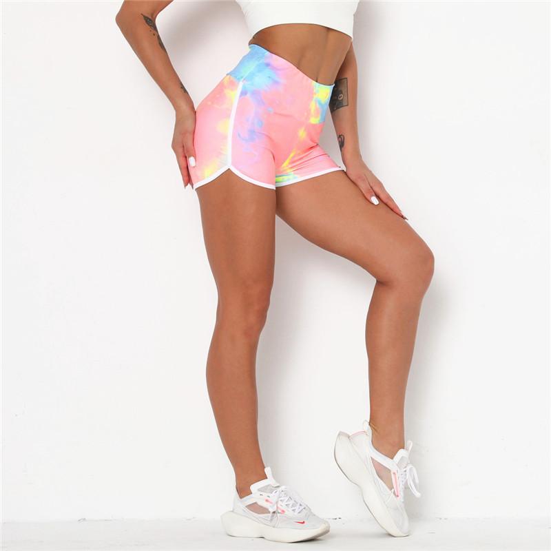 Running Shorts Stretch Gradient Sports Women Tie-Dye Gym Sports Short Pants Fitness Leggings Women Training High Waist Shorts