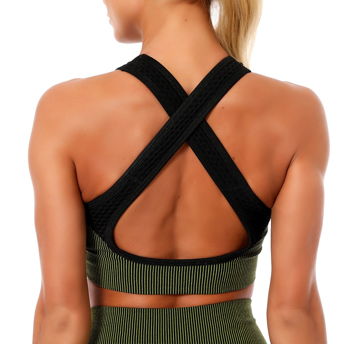 Women Seamless Sports Underwear Vest Cross Back  Straps Woman Outdoor Running Cycling Sports Bra Gym Fitness Vest Top