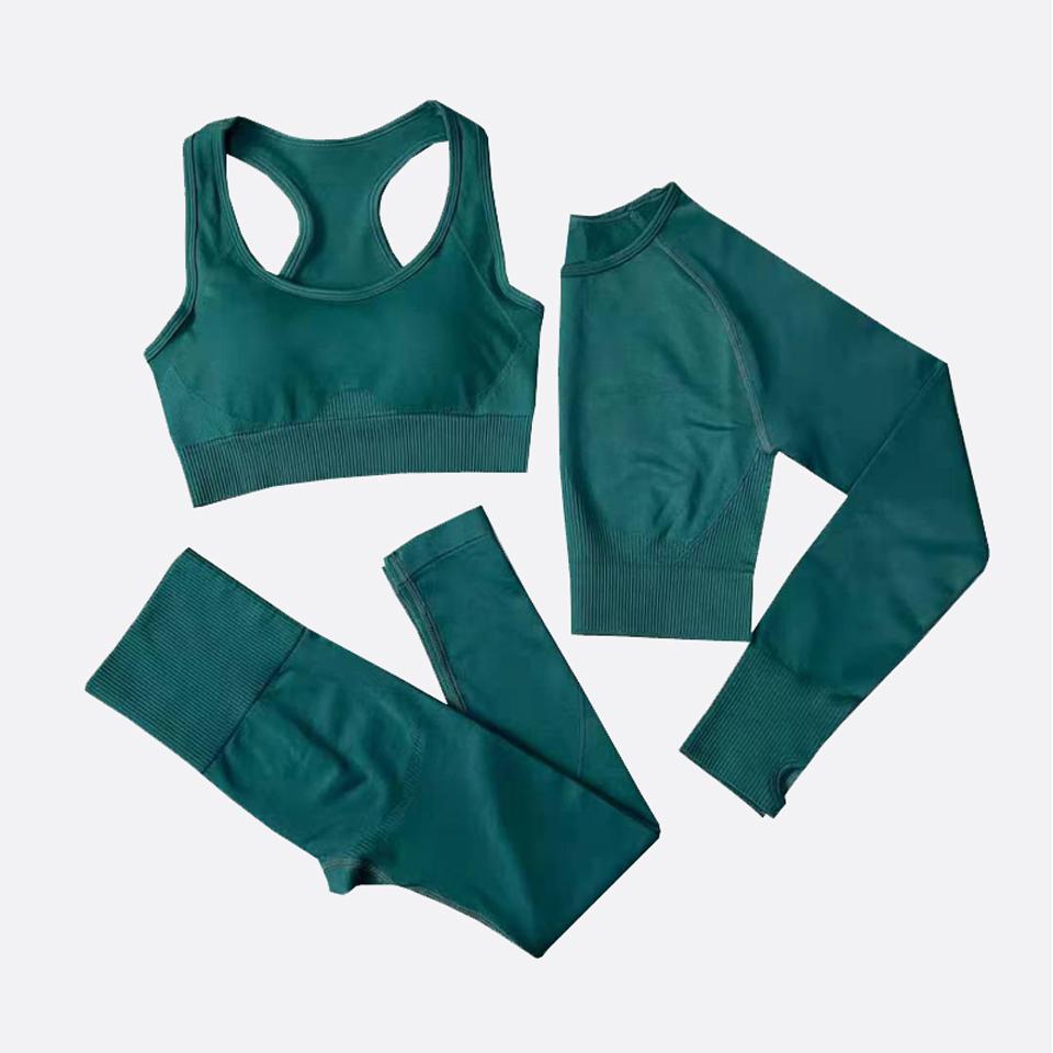 Two Piece Suit For Gym Fitness Long Sleeve Crop Top Leggings Sport Tracksuit Women Gym Clothing Ensemble Jogging Femme