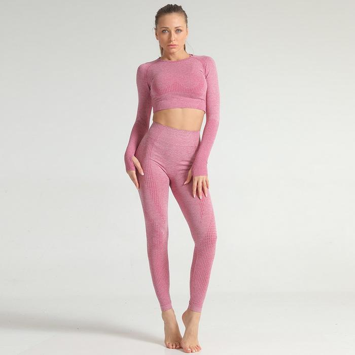 Women Long Sleeve Gym Set Fitness Sports Suits GYM Clothes High Waist Leggings Seamless Workout Sportswear Body Suit Outfits