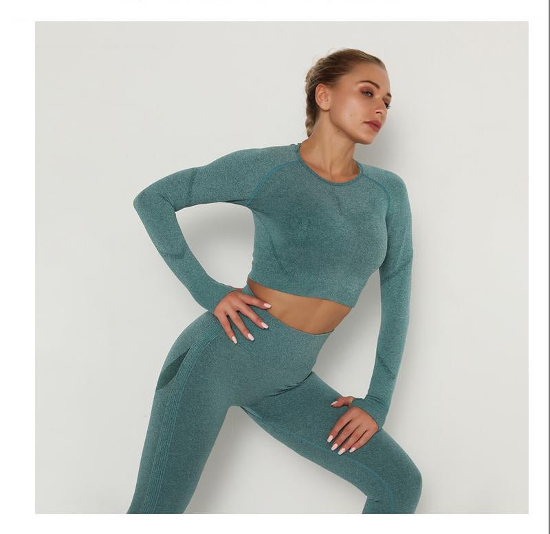 Winter Fitness Set Sports Suit Women Workout Sports Outfit Fitness Set Wear High Waist Gym Seamless Workout Clothes For Women