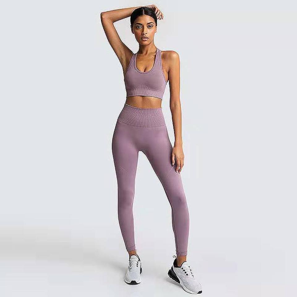 Two Piece Suit For Gym Fitness Long Sleeve Crop Top Leggings Sport Tracksuit Women Gym Clothing Ensemble Jogging Femme