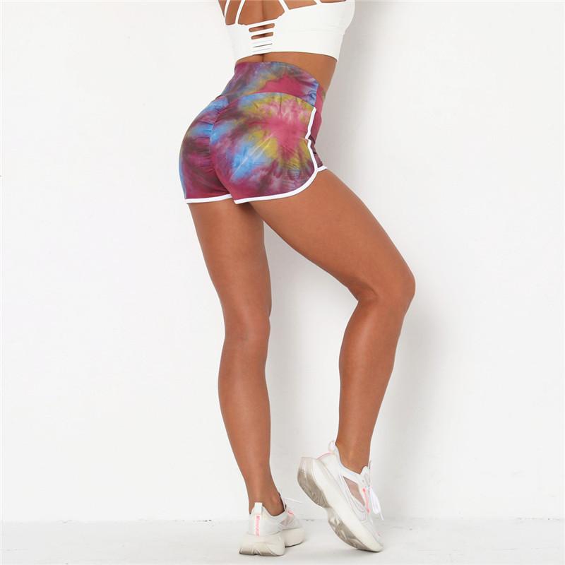 Running Shorts Stretch Gradient Sports Women Tie-Dye Gym Sports Short Pants Fitness Leggings Women Training High Waist Shorts