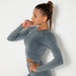 Women Gym T-shirt Seamless Quick Dry Tracksuit Long Sleeve Crop Tops Shirt Fitness Sports Tight Push Gym Workout Shirts And Vest