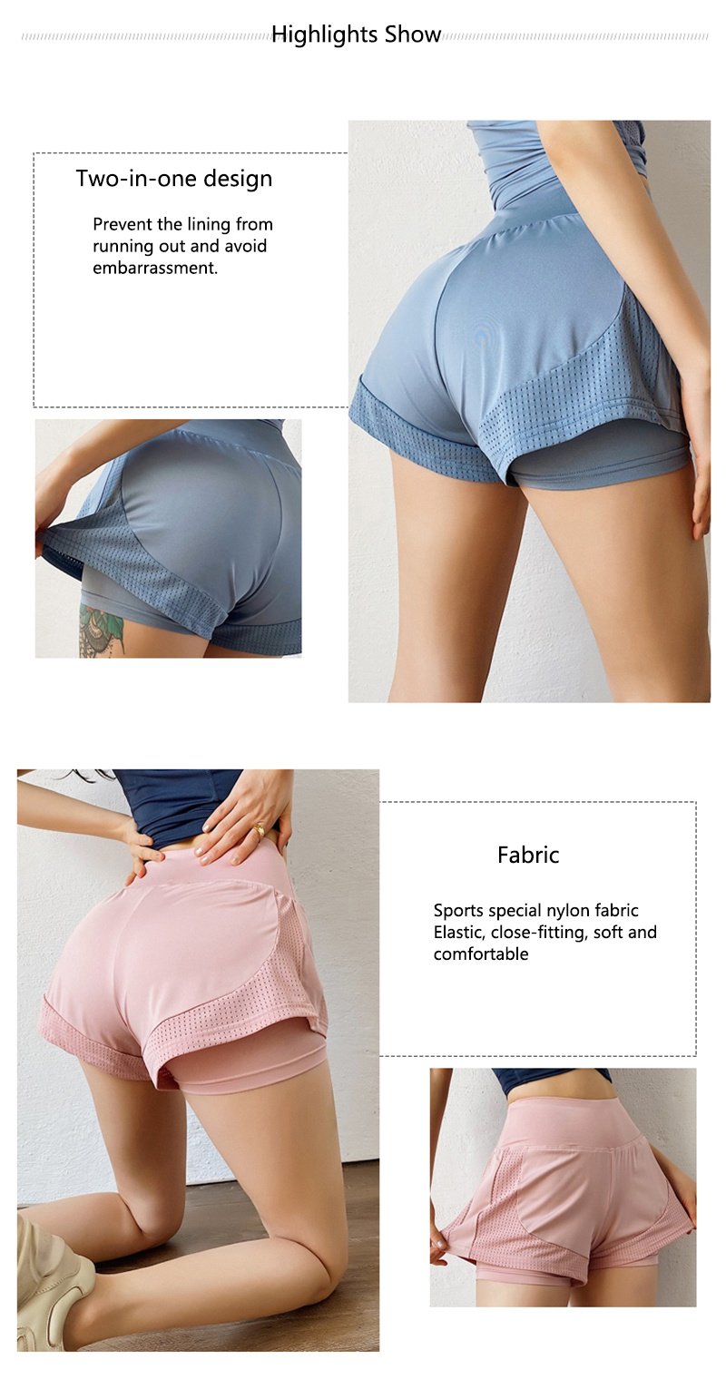 New Sports Shorts Women 2 In 1 Breathable Quick Drying Shorts Gym Workout Clothing High Waist Tummy Control Running Short Jogger