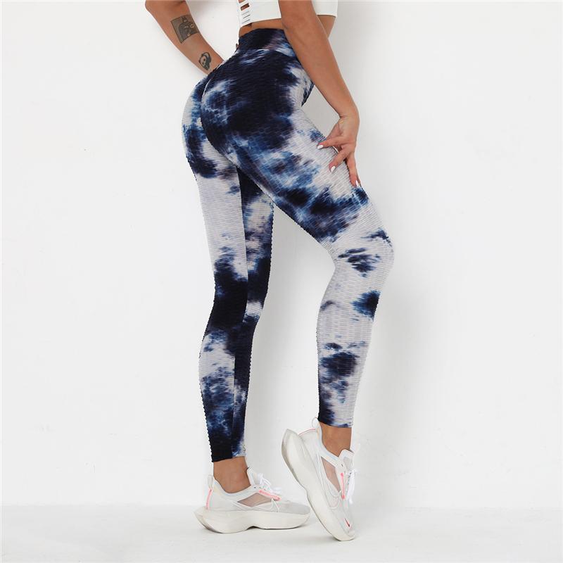 Newst Style Women High Waist Gyms Leggings Push Up Hip Fitness Pants Color Tie-dye Fashion Sport Leggings Anti Cellulite Legging