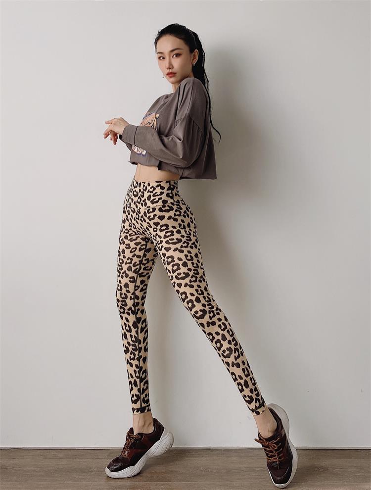 REVIVAL FITNESS Gym Workout Pants Female Autumn New Leopard Print High Waist Leggins Women Quick-Drying Fitness Squat Legging