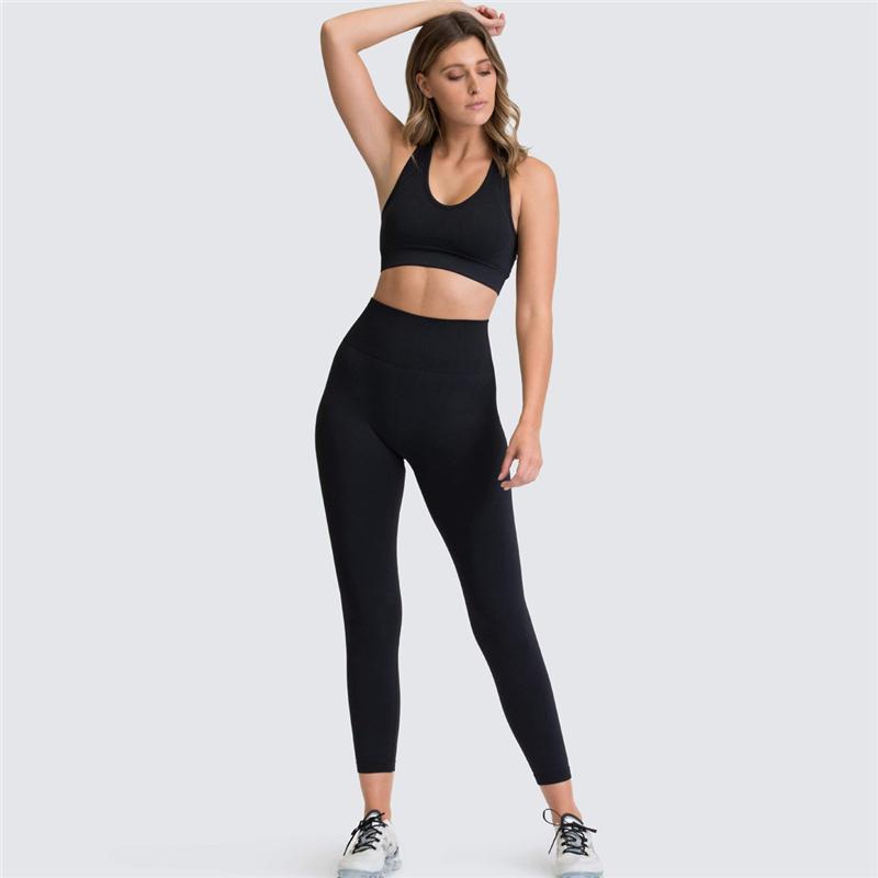 Two Piece Suit For Gym Fitness Long Sleeve Crop Top Leggings Sport Tracksuit Women Gym Clothing Ensemble Jogging Femme