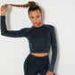 Women Gym T-shirt Seamless Quick Dry Tracksuit Long Sleeve Crop Tops Shirt Fitness Sports Tight Push Gym Workout Shirts And Vest