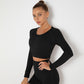 Women Shirts Seamless Quick Dry Gym Tights Shirts Long Sleeve Crop Tops Sports Fitness Wear Power Stretch Compress Gym Sportswea