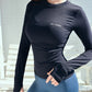 Women Seamless Sport Shirts Letter Printing Running Shirts Solid Color High Elastic Gym Top Breathable Long sleeve T-Shirts