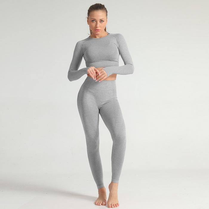 Women Long Sleeve Gym Set Fitness Sports Suits GYM Clothes High Waist Leggings Seamless Workout Sportswear Body Suit Outfits