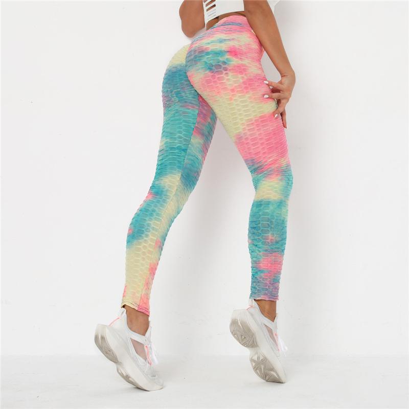 Newst Style Women High Waist Gyms Leggings Push Up Hip Fitness Pants Color Tie-dye Fashion Sport Leggings Anti Cellulite Legging