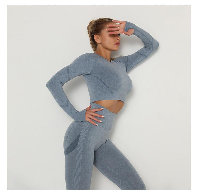 Winter Fitness Set Sports Suit Women Workout Sports Outfit Fitness Set Wear High Waist Gym Seamless Workout Clothes For Women