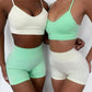 Women Sexy Seamless Shorts   Sports Bra Fitness Suit Gathering Gym Bra Quick-drying Breathable Sports Shorts Women&#39;s Short Set
