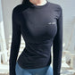Women Seamless Sport Shirts Letter Printing Running Shirts Solid Color High Elastic Gym Top Breathable Long sleeve T-Shirts