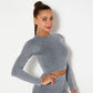Women Gym T-shirt Seamless Quick Dry Tracksuit Long Sleeve Crop Tops Shirt Fitness Sports Tight Push Gym Workout Shirts And Vest
