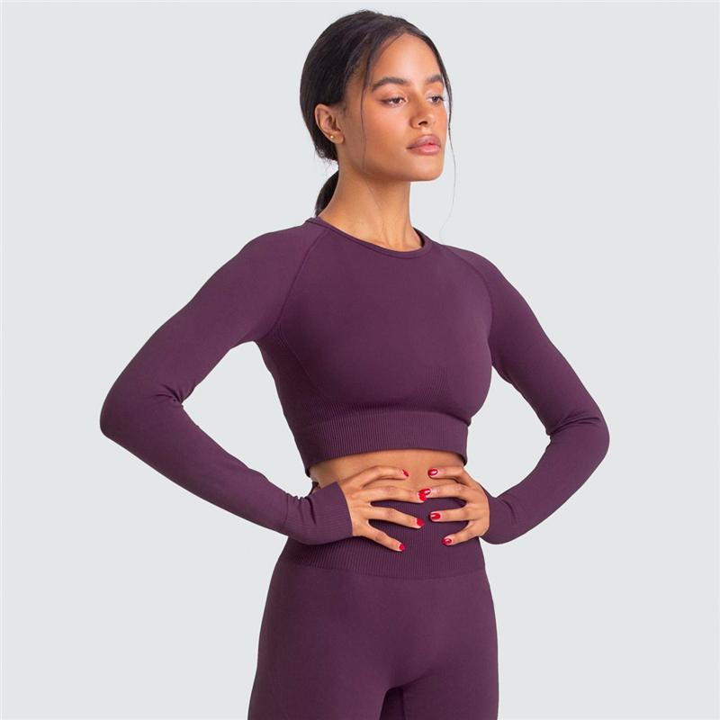 Two Piece Suit For Gym Fitness Long Sleeve Crop Top Leggings Sport Tracksuit Women Gym Clothing Ensemble Jogging Femme