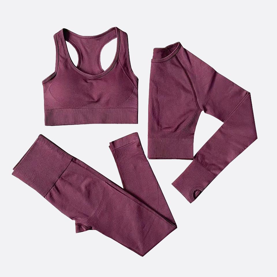 Two Piece Suit For Gym Fitness Long Sleeve Crop Top Leggings Sport Tracksuit Women Gym Clothing Ensemble Jogging Femme