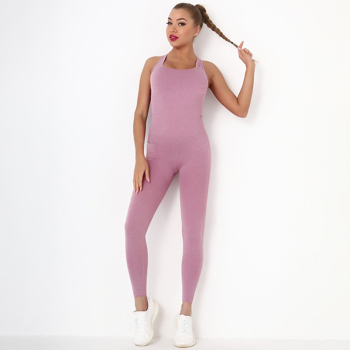 O-neck One-piece Sports Sets Women Sleeveless Gym Jumpsuits Sports Suit With Seamless Strap Cross Dance Rompers Fitness Bodysuit