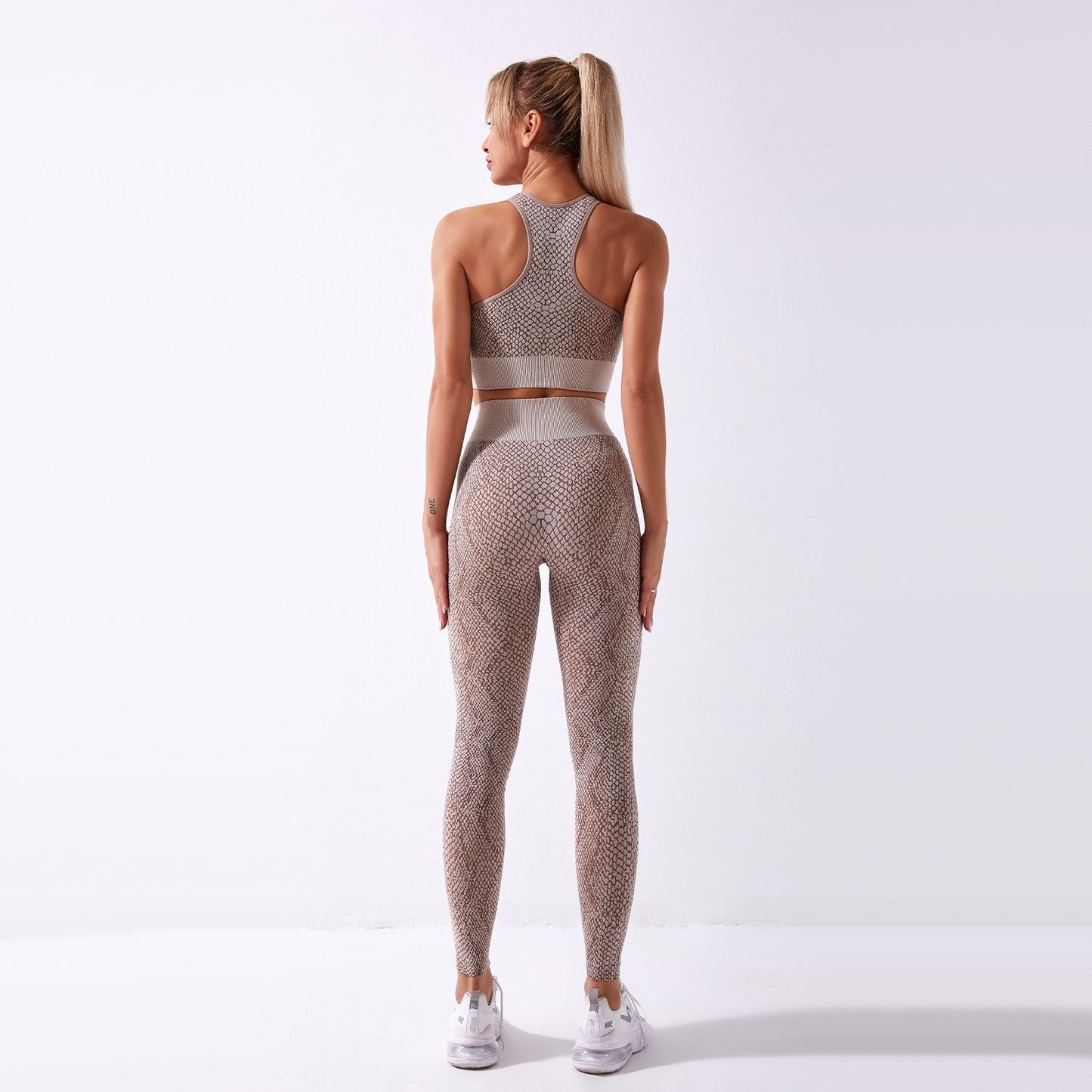 Snake Pattern Fitness Sports Set Women Seamless Bra   High Waist Gym Legging 2 Piece Sportwear Workout Tanks Sport Outfit Sets