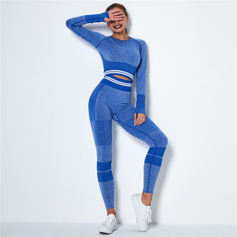 Seamless Sport Set Women Crop Top T-shirt   High Waist Legging Pants 2 Piece Fitness Suit Gym Workout Outfit Fitness Push Up Set