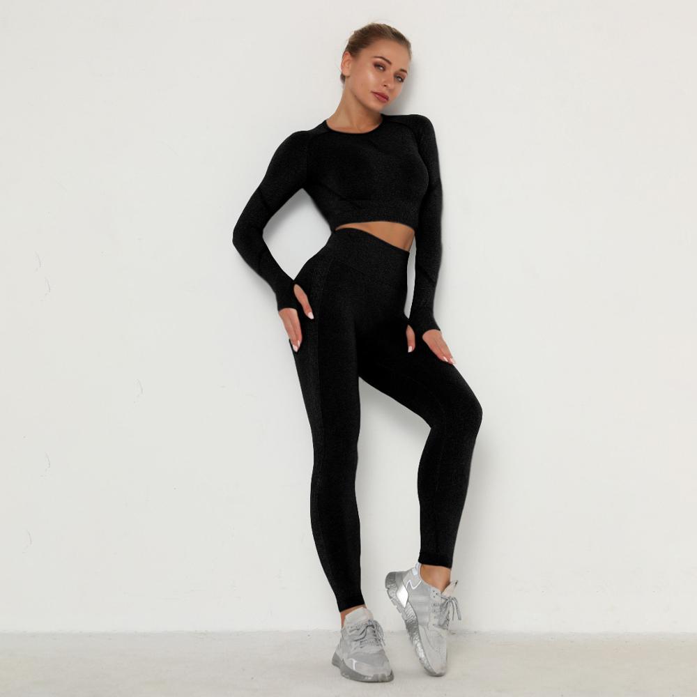 Winter Fitness Set Sports Suit Women Workout Sports Outfit Fitness Set Wear High Waist Gym Seamless Workout Clothes For Women