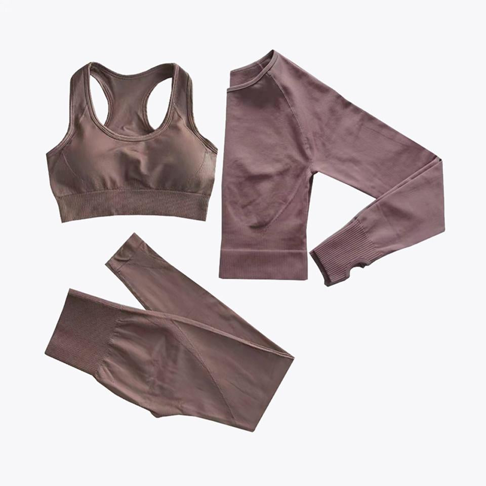 Two Piece Suit For Gym Fitness Long Sleeve Crop Top Leggings Sport Tracksuit Women Gym Clothing Ensemble Jogging Femme