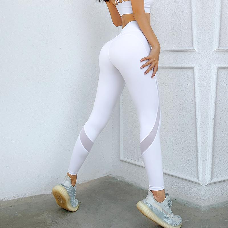 Women Fitness Leggings Mesh Hollow Out Sports Pants High Waist Gym Leggings Female Outdoor Running Sweatpants Squat Pants