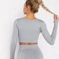 Solid Seamless Gym Shirts for Women Vital Seamless Long Sleeve Crop Top Thumb Hole Fitted Gym Top Shirts Workout Running clothes