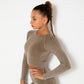 Women Gym T-shirt Seamless Quick Dry Tracksuit Long Sleeve Crop Tops Shirt Fitness Sports Tight Push Gym Workout Shirts And Vest