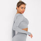 Solid Seamless Gym Shirts for Women Vital Seamless Long Sleeve Crop Top Thumb Hole Fitted Gym Top Shirts Workout Running clothes