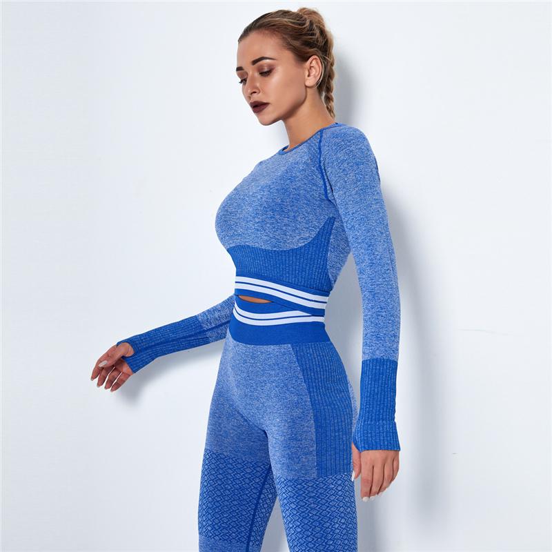 Seamless Sport Set Women Crop Top T-shirt   High Waist Legging Pants 2 Piece Fitness Suit Gym Workout Outfit Fitness Push Up Set