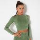Women Gym T-shirt Seamless Quick Dry Tracksuit Long Sleeve Crop Tops Shirt Fitness Sports Tight Push Gym Workout Shirts And Vest